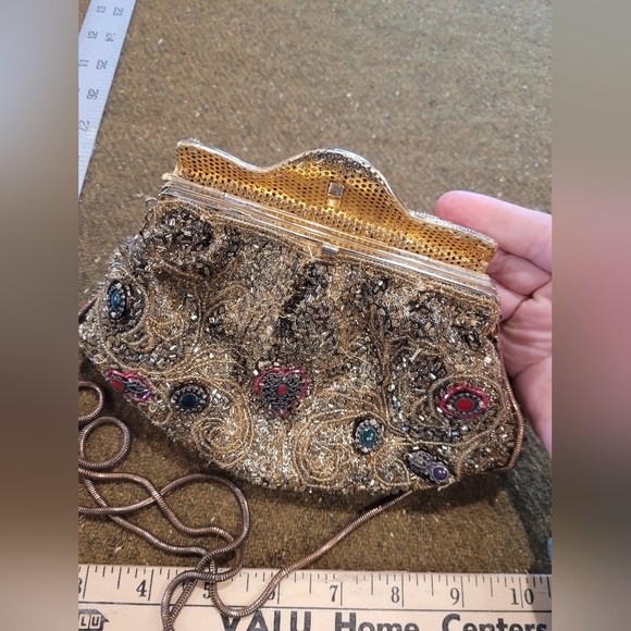 Vintage beaded purse, chain handle - Picture 7 of 11